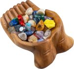 Wooden Hands Bowl, Crystal Display, Rock Display, Natural, Medium | crystal holder, rock collection display, offering bowl, key bowl, crystal organizer, crystal sphere holder, bowl for crystals - Image 2