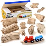 Wooden Train Tracks - 52 PCS Wooden Train Set + 2 Bonus Toy Trains - Train Sets For Kids - Car Train Toys Is Compatible With Thomas Wooden Railway Systems and All Major Brands - Original - By Play22 - Image 2