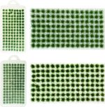 Woohome 208 PCS Static Grass Tuft Green Terrain Kit - Scenery Miniature Shrubs Bushes for Train Landscape Railway Artificial Grass Modeling - Image 2