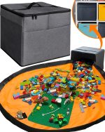 XL Toy Storage Organizer with Play Mat - Storage Bag/Box for Kids, Boys, Girls, Nursery, Playroom - Basket for Building Bricks/Blocks - Collapsible Fabric Cube Bin, 13"x13"x15" - Image 2