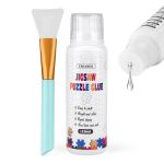 YAKAMOZ Jigsaw Puzzle Glue Clear with Silicone Brush, Sponge Head, 120mL | Clear Drying Formula | Protect Finished Puzzle Artwork | Easy Sponge Head Application - Image 2