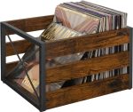 YINMIT Vinyl Record Storage, Large LP Vinyl Record Storage Crate, Metal & Wooden Record Holder, Cube Record Organizer Box, Holds up to 80+ Records - Image 2