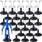 Yaocom 24 Pcs Doll Stand Adjustable Action Figure Display Holder Support for 4-6 Inches Dolls, Creative Storage Stand for Home Shop Birthday Party Favor for Male Female(2.76-3.54inch,Black) - Image 2