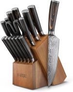 Yatoshi Professional Kitchen Knife Set, 15 Pieces, High Carbon Stainless Steel, Ergonomic Handle - Image 2