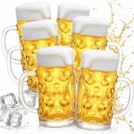 Yesland 6 Pack Beer Mugs with Handle, 20 oz Freezer Safe Glass Steins, Heavy Duty Large Beer Glasses for Bar, Party, Home Use, Clear - Image 2