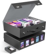 ZLCA Trading Card Storage Box 5-Row with Handle, MTG Storage Box | Holds 3900+ Cards with Commander Display, Top Loaders Organizer Case for TCG PTCG Sport Card(Black) - Image 2