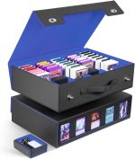 ZLCA Trading Card Storage Box 5-Row with Handle, MTG Storage Box | Holds 3900+ Cards with Commander Display, Top Loaders Organizer Case for TCG PTCG Sport Card(Black&Blue) - Image 2