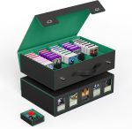 ZLCA Trading Card Storage Box 5-Row with Handle, MTG Storage Box | Holds 3900+ Cards with Commander Display, Top Loaders Organizer Case for TCG PTCG Sport Card(Black&Green) - Image 2
