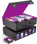 ZLCA Trading Card Storage Box 5-Row with Handle, MTG Storage Box | Holds 3900+ Cards with Commander Display, Top Loaders Organizer Case for TCG PTCG Sport Card(Black&Purple) - Image 2