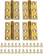dophee 4Pcs Pure Brass Mini Hinges, Folding Butt Hinges, 1.5 Inch | Small Brass Hinges for Drawer Cabinet Cupboard Door Jewelry Box Wooden Case Chest Furniture - Image 2